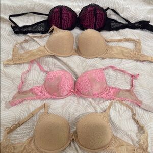 4 Elegant Lace Bra Set - Black, Pink, Tan